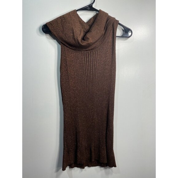 joseph A womens blouse size XL extra large brown sleeveless oversized collar - Picture 1 of 4